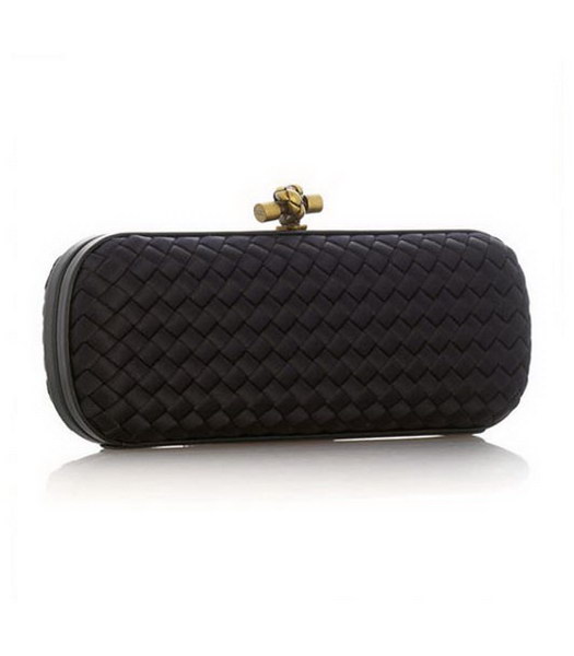 Bottega Veneta Knot Clutch lungo nero tessuto raso di seta